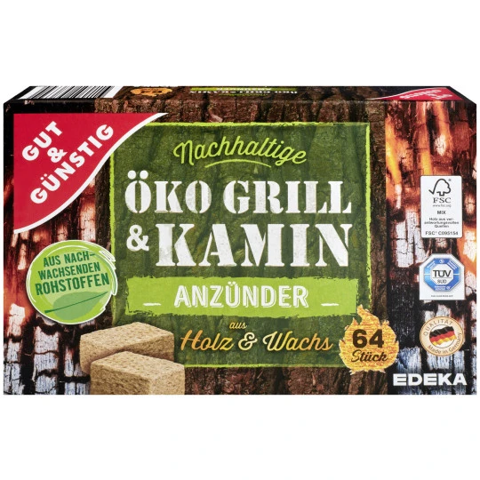 & Günstig Öko Grill & Kamin Anzünder Aus Holz & Wachs 64ST